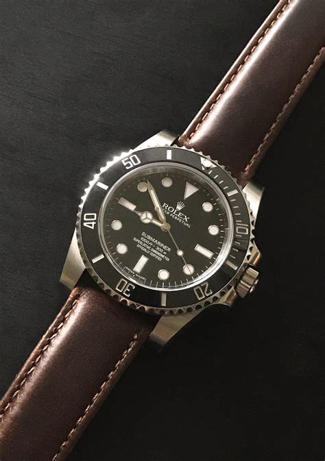 rolex submariner no date leather strap|rolex submariner no date strap.